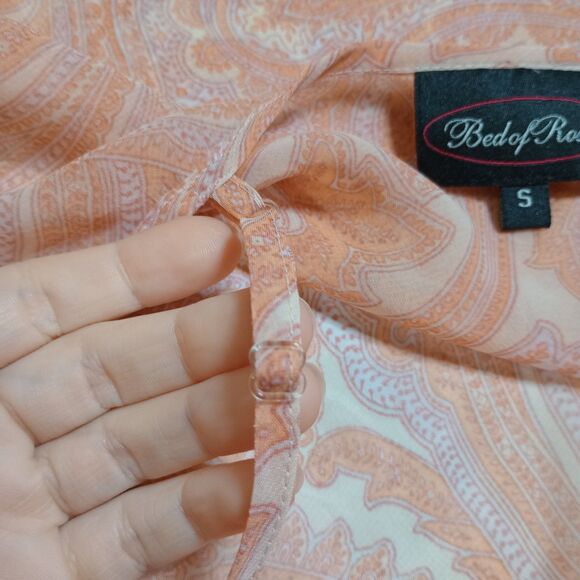 Vintage Bed Of Roses Sheer Slip Size S Paisley Fairy Coquette Ballet Peach Women - Picture 8 of 10